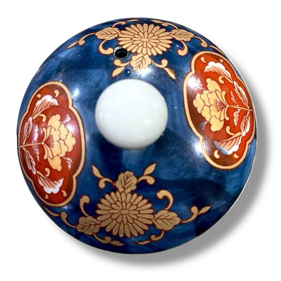 Vintage Arita Ware Red, Blue & Gold Floral Design Teapot  w/Lid and Tea Strainer - Picture 14 of 16